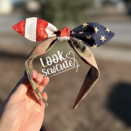 Patriotic. rockabilly headband, military bow, army, OCP, navy, marine, space forces,
