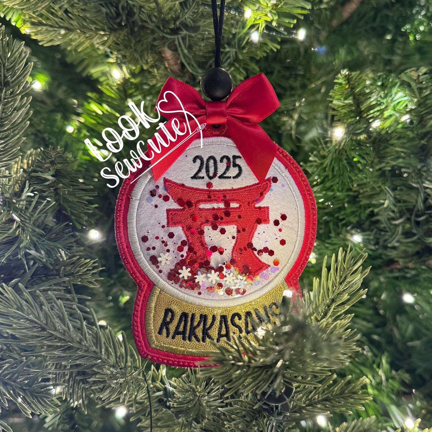 Rakkasans Torii Ornament – Military Snow Globe Ornament – Army Christmas Decor – Handmade Felt Ornament