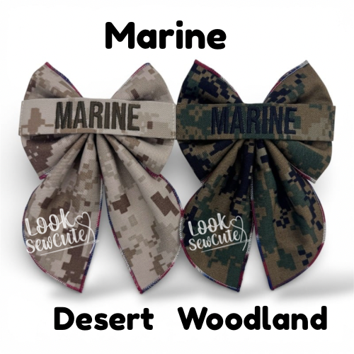 Mrs. Military Name Tape Bow – With Tails