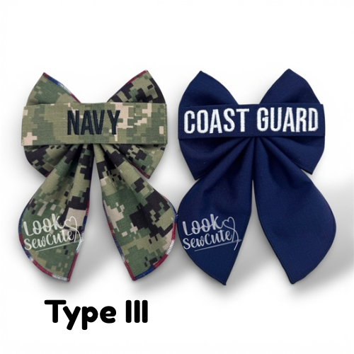Custom Military Hair Bow – Personalized Name Tape Sailor Style – 5" Navy Army Marines air force Space force Homecoming Gift