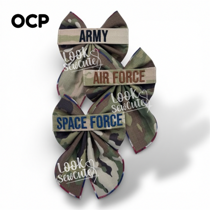 Custom Military Hair Bow – Personalized Name Tape Sailor Style – 5" Navy Army Marines air force Space force Homecoming Gift