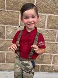Patriotic homecoming army marines air force space force suspenders boy outfit
