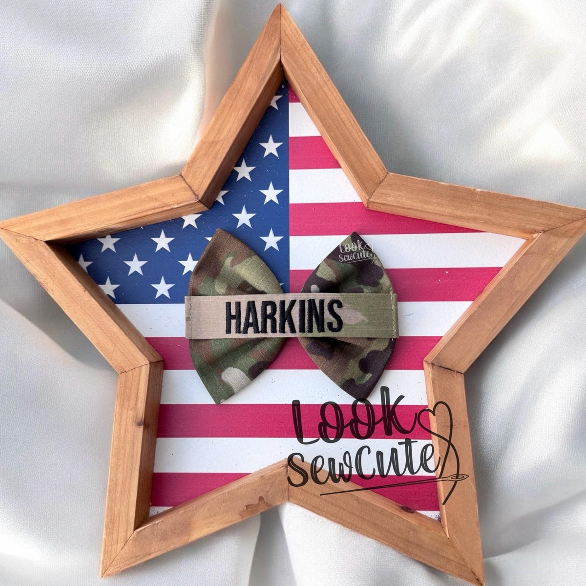 Military Name Tape Hair Bow Personalized 5Inch Navy/Army/Marines Uniform Bow – Custom Homecoming Bow Military Girl Accessory Deployment Gift