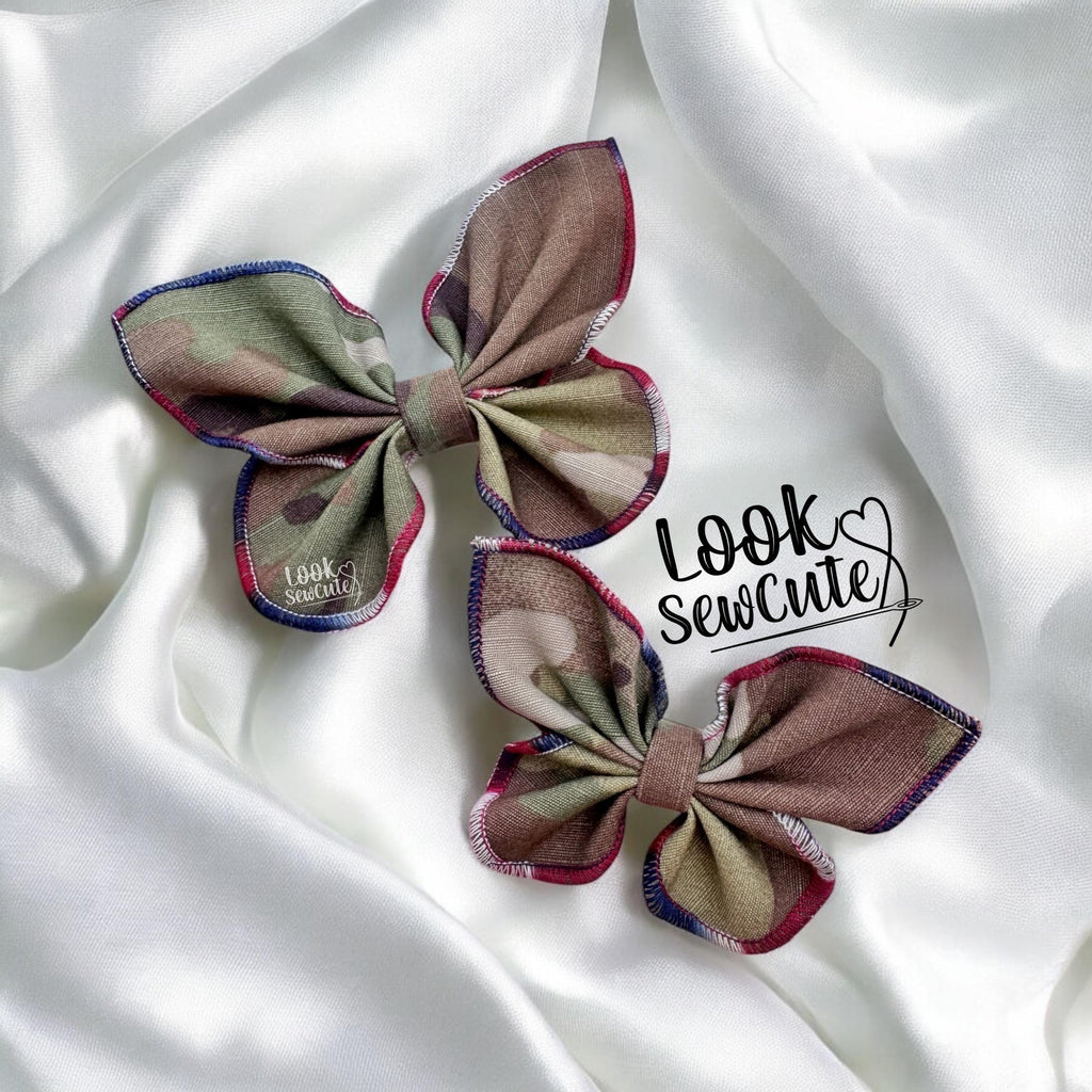 Mini Butterfly Bow Military Hair bow 3 inch, Army, Navy, Marine Corps, Air Force, Space Force Baby Bow, Patriotic bow, Memorial lapel pin