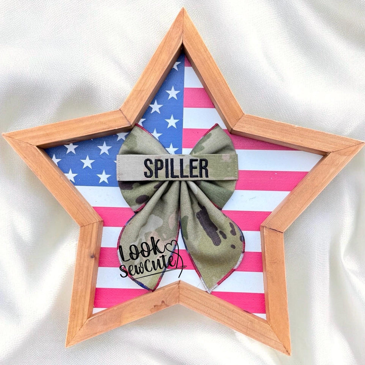 Custom Military Hair Bow – Personalized Name Tape Sailor Style – 5" Navy Army Marines air force Space force Homecoming Gift