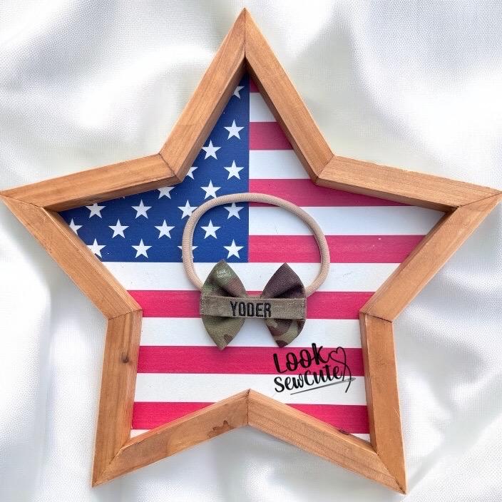 Mini Military name tape bow 2.5 inches