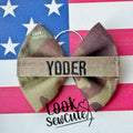 Mini Military name tape bow 2.5 inches keychain