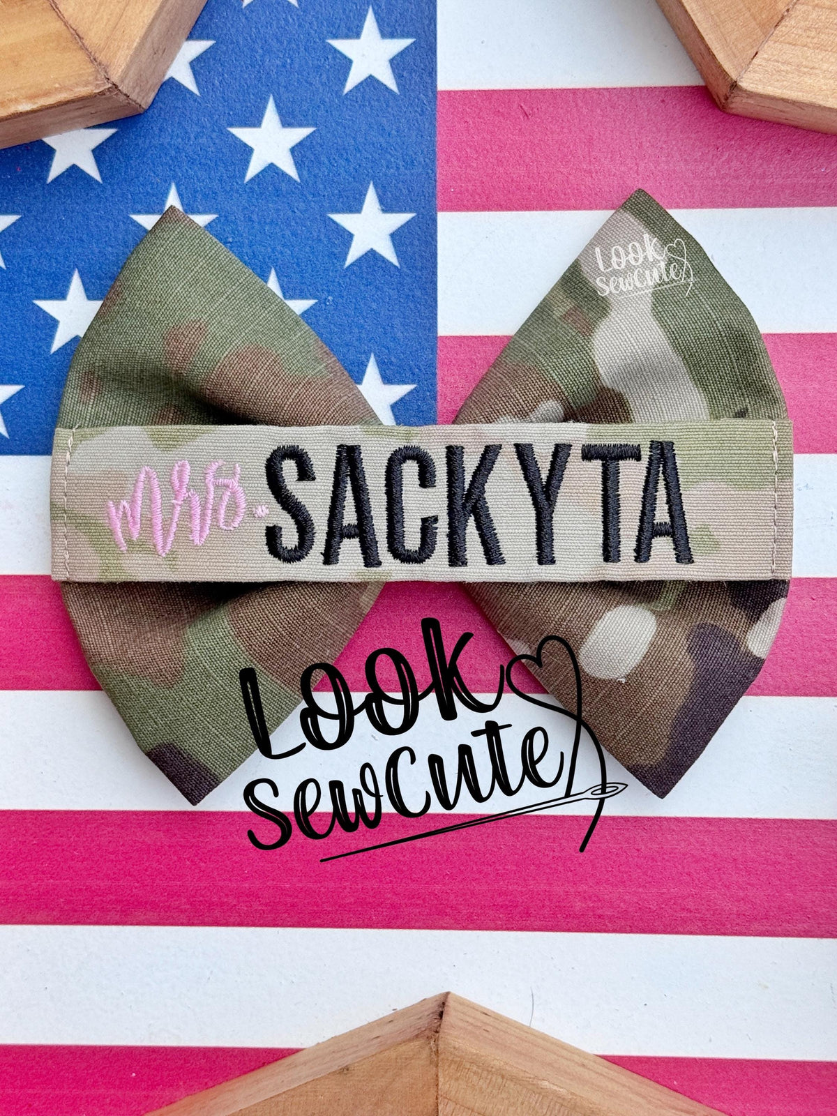 Mrs. nametape bows, Military wedding bows