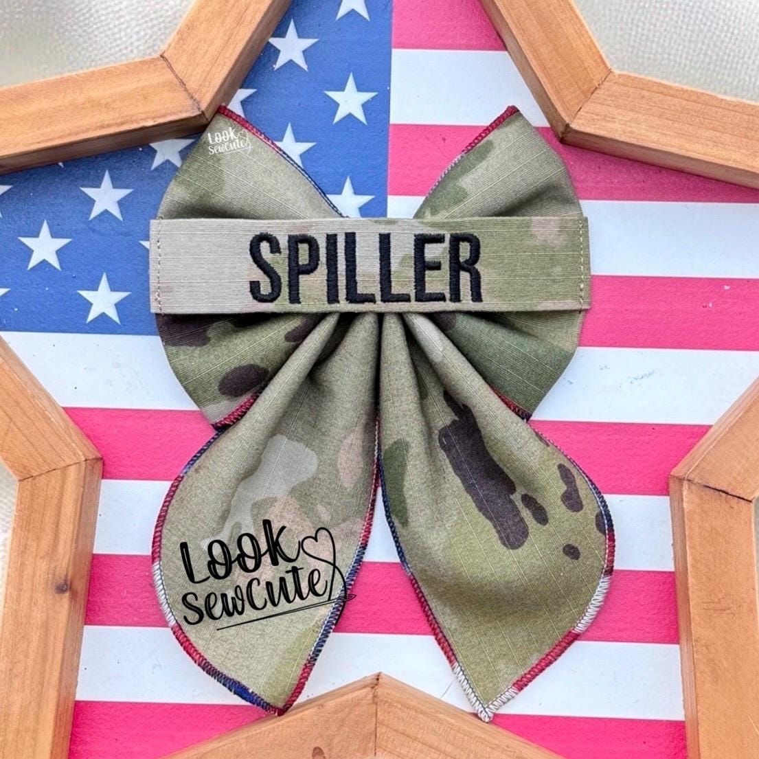 Custom Military Hair Bow – Personalized Name Tape Sailor Style – 5" Navy Army Marines air force Space force Homecoming Gift