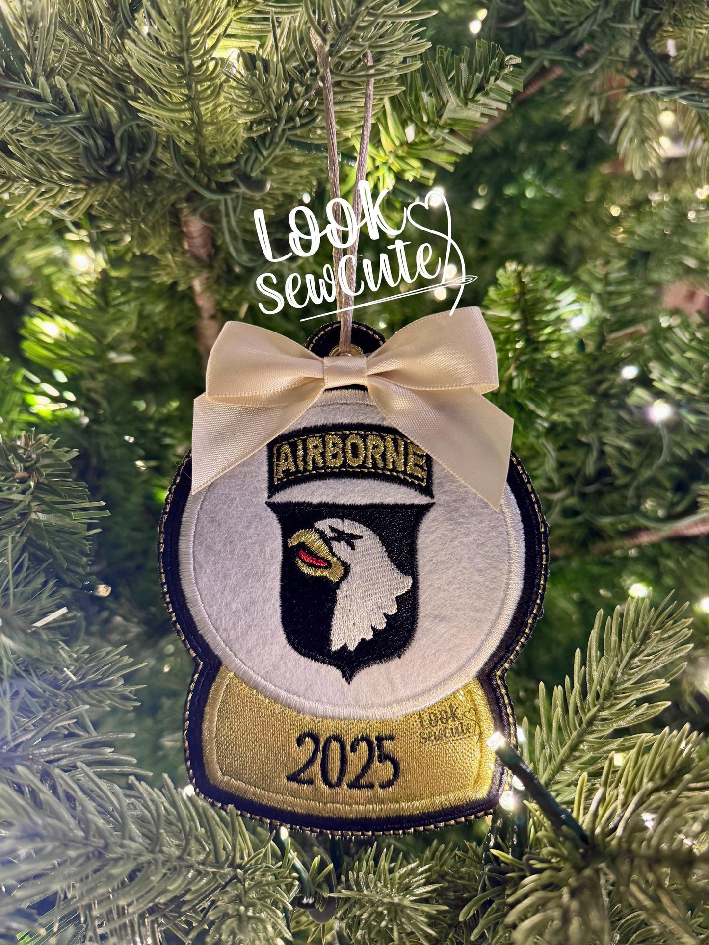 101st Airborne Snow Globe Ornament – Screaming Eagle Military Ornament – Handmade Felt Christmas Ornament – Army Gift