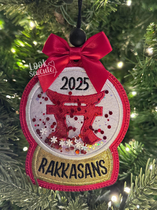 Rakkasans Torii Ornament – Military Snow Globe Ornament – Army Christmas Decor – Handmade Felt Ornament