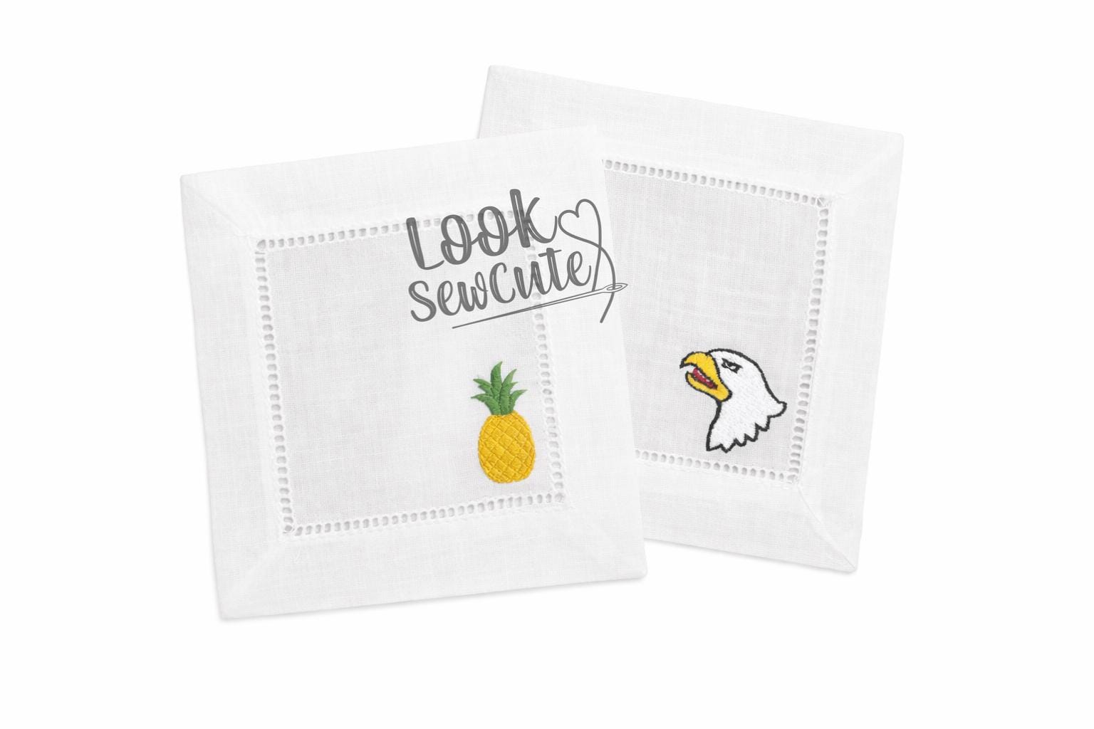 Personalized Embroidered Cocktail Napkins | Custom Monogram or Icon | Wedding, Party, Military Spouse Event, Girls Night, Housewarming Gift