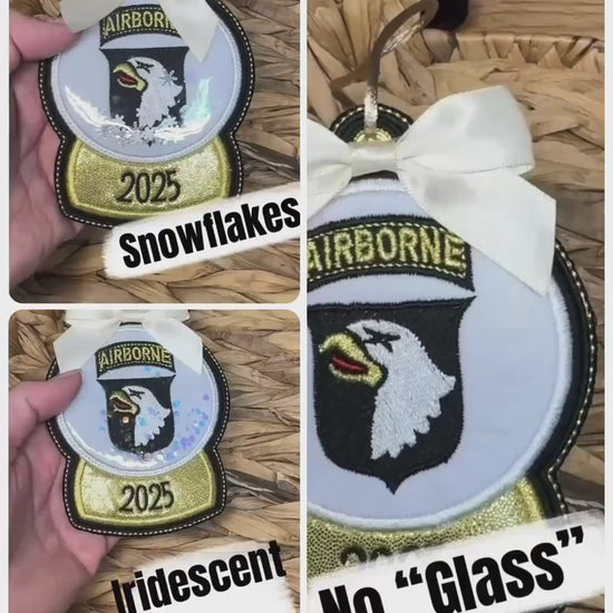 101st Airborne Snow Globe Ornament – Screaming Eagle Military Ornament – Handmade Felt Christmas Ornament – Army Gift