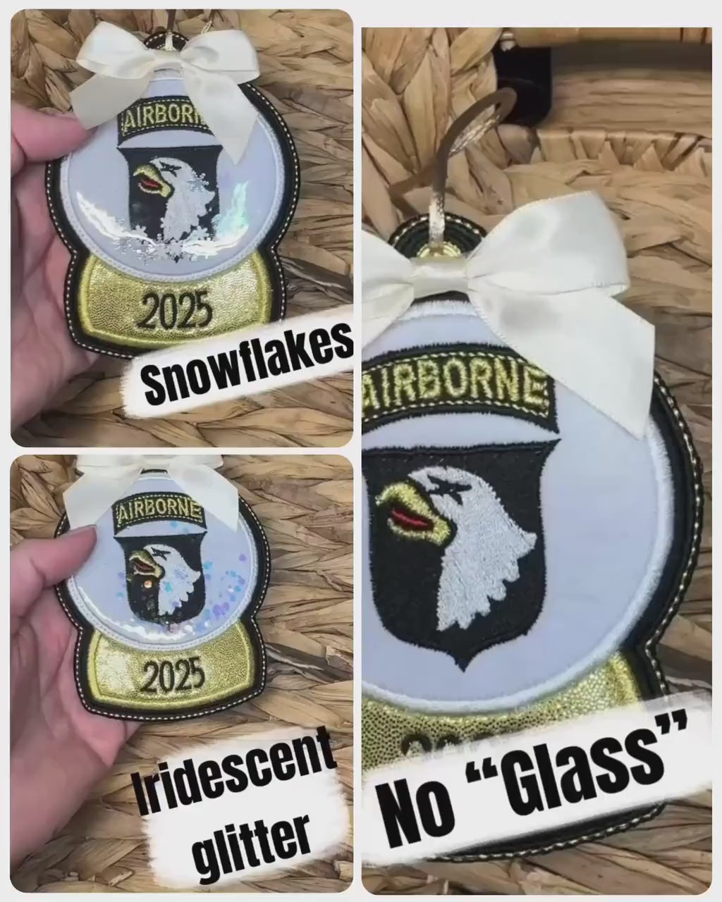 101st Airborne Snow Globe Ornament – Screaming Eagle Military Ornament – Handmade Felt Christmas Ornament – Army Gift